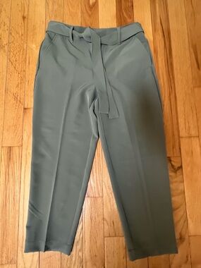 LOFT Sage Green Tie-Waist Dress Pants